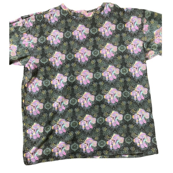SUPER MASSIVE Psychedelic Magic Mushroom Tee With Cap Sleeves Grey/Black Small - Picture 5 of 9
